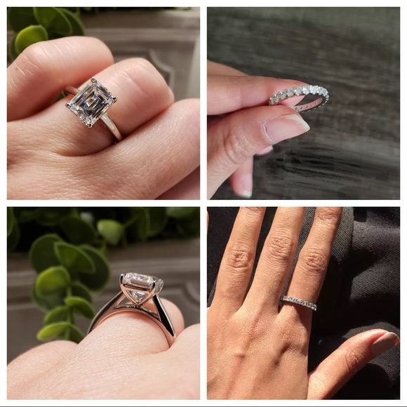 Emerald cut Solitaire engagement ring - Picture 6 of 7